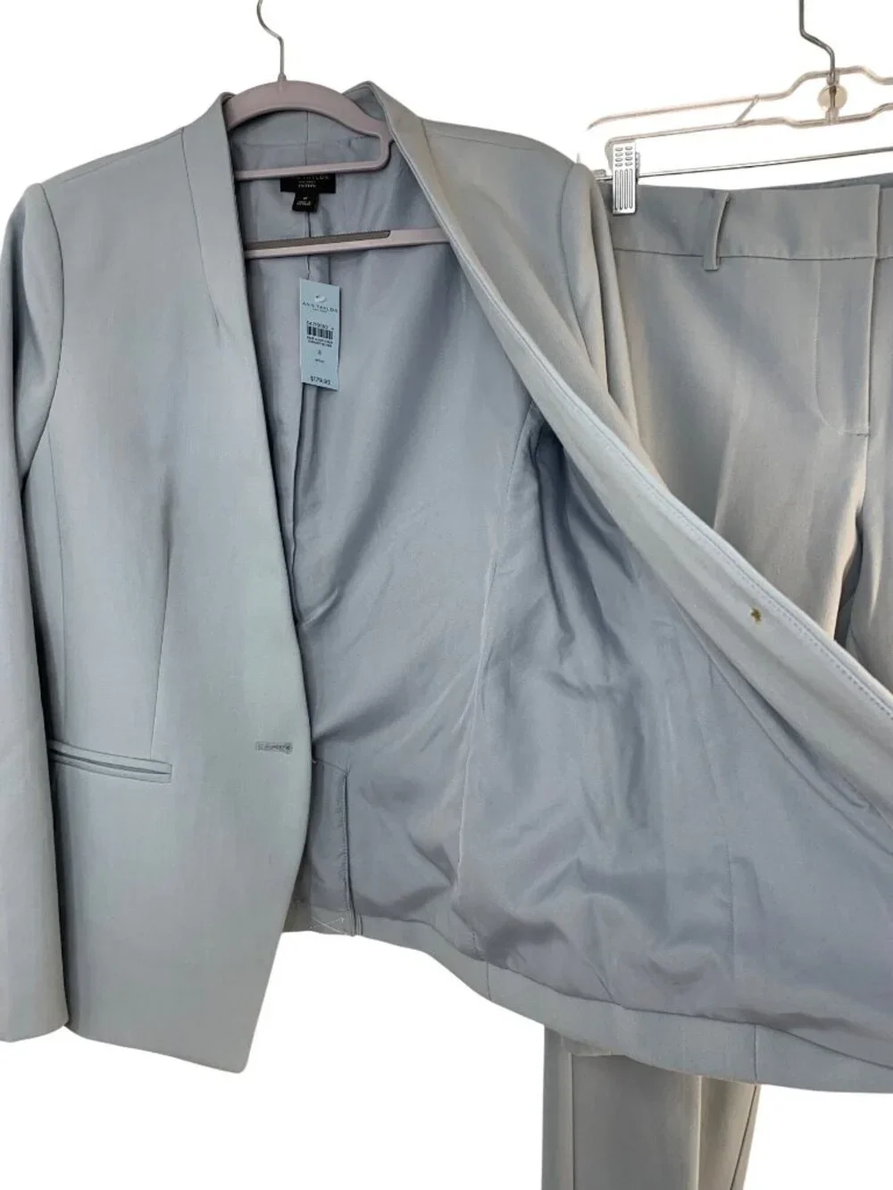 Ann Taylor Matching Blue Blazer & Ankle Pants Suit  8P Jacket 4 Pants Separates - Picture 9 of 15